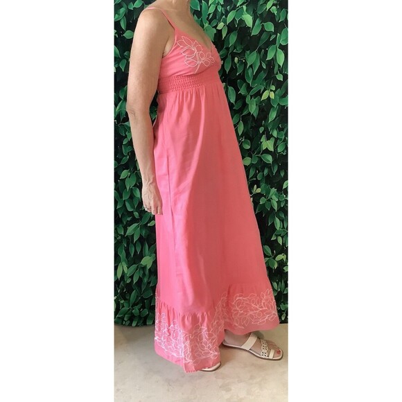 🌺 GAP Pink Embroidered Cotton Maxi Dress – Adjustable Straps, Size XS - Picture 4 of 9